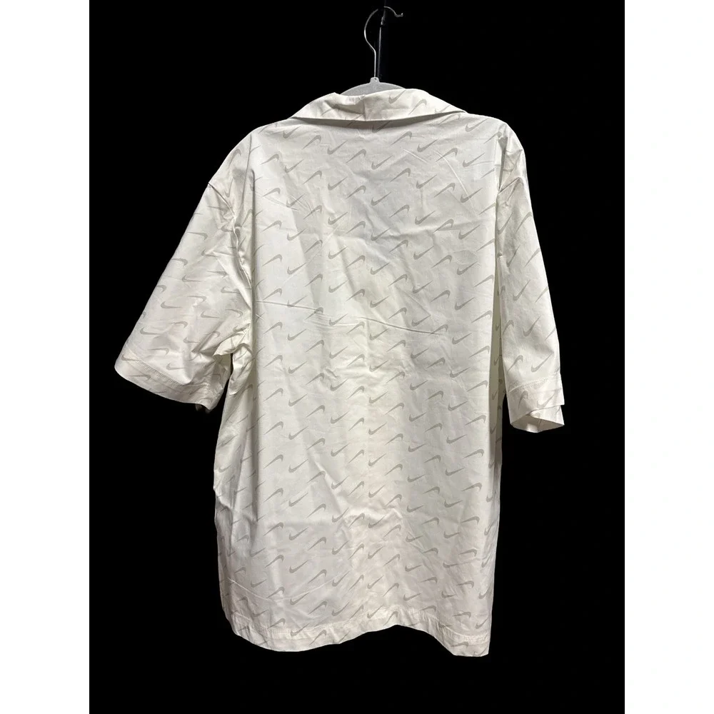 Nike Sportswear Everyday Modern Woven Top White Swoosh Print Womens‎ Size Medium